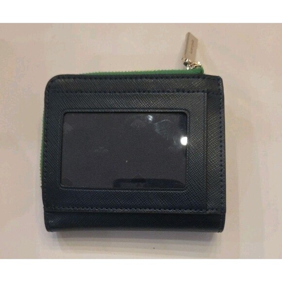 KATE SPADE Staci Colorblock Navy/Kelly Green Small L-Zip  Bifold Wallet‎ NWOT - Picture 4 of 8